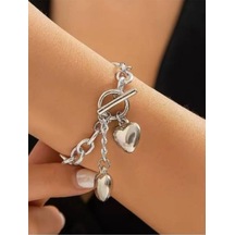 Kalp Çelik Bileklik Gümüş