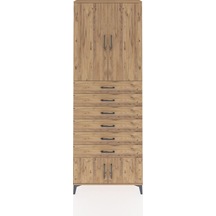 Arges Dolap 3 Raflı 6 Çekmeceli 4 Kapaklı 88x30x243 Çam-çam Çam