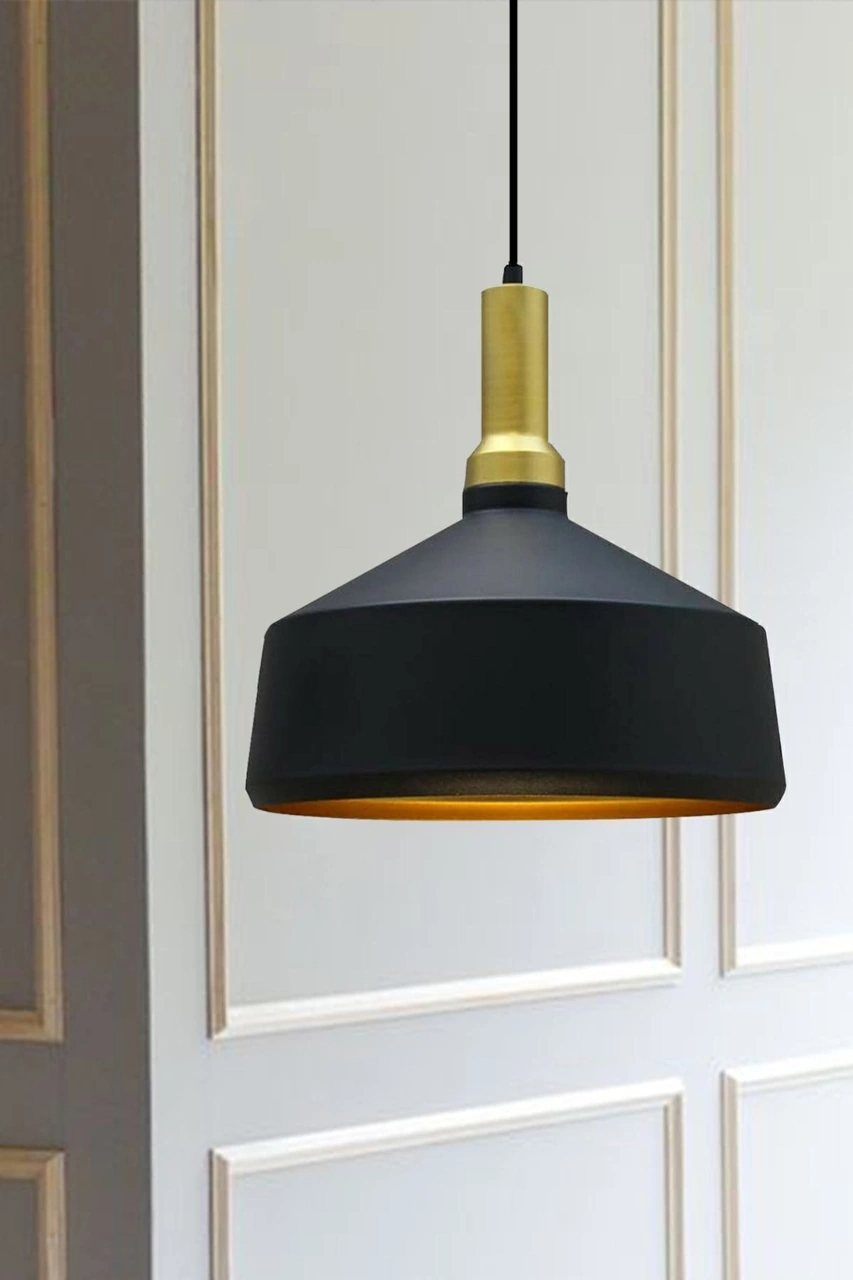 Geniş Siyah Tekli Avize Salon Mutfak Oturma Odası Hol Otel Cafe Lamba Dükkan Mağaza Avizeleri Siyah