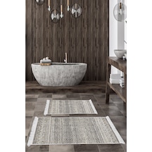 Dekoreko Kaymaz Taban Djt 2 Li Banyo Paspas Takımı Trend Saçaklı Iskandinav F5087 gri