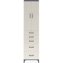 Hyperion Dolap 3 Raflı 5 Çekmeceli 2 Kapaklı 60x44x243 Antras... Antrasit