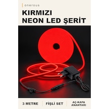 Onerous 3 M Kırmızı Neon Led Şerit, Anahtarlı, Fişli