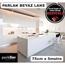 Parlak Beyaz Yapışkanlı Folyo Mutfak Dolap Ve Mobilya Kaplama Folyosu 75cm X 5mt 010 - Parlak Beyaz