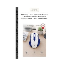 Yenilikçi Cihaz Donanım Mouse Çift Modlu Sessiz Kablosuz Oyuncu Fare Tm20 Beyaz Mavi