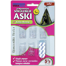 4 Adet Vodaseal 5'li Askı Şeffaf İz Bırakmayan