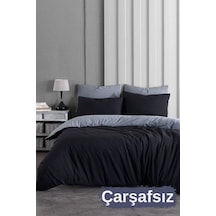 Çarşafsız Çift Kişilik Nevresim Seti Nevresim Kılıfı Ve Yastık Kılıfı Siyah Antrasit