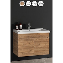 Çiğdem 80 Cm Atlantik Çam Mdf Seramik Lavabolu Asma Banyo Alt Dolabı