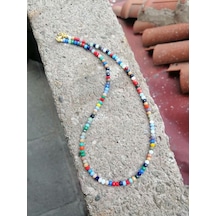 Boncuk Ay Kolye Şık Hediye Model 1b2943 Çok Renkli