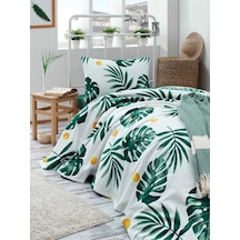 Eponj Home Baskılı Pike Takımı Tek Kişilik Monstera Yeşil