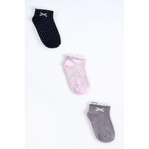 Cocole Socks Kız Bebek Patik Çorabı 3 Lü Set Pamuklu Minik Fiyonk Desenli Çok Renkli