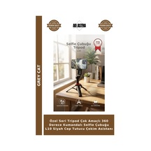 Özel Seri Tripod Çok Amaçlı 360 Derece Kumandalı Selfie Çubuğu L10 Siyah Cep Tutucu Çekim Asistanı