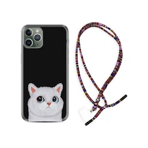 Apple Uyumlu iPhone 13 Pro Kılıf Rasta Boyun Askılı White Cat 1835