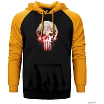 Punisher Moon Sarı Reglan Kol Kapşonlu Sweatshirt Sarı