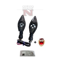 Cg Cup Motosiklet Modifiye Fanlı Kayarlı Led Sinyal Takımı Kırmızı + Hdy Tzmanya Sticker Srnmotor