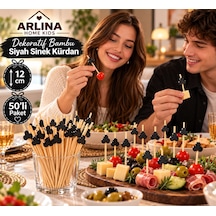 Dekoratif Bambu Siyah Sinek Kürdan 12 Cm 50'li Paket