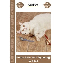 Petshop Isırmaya Dayanıklı Kaliteli Kumaş İnteraktif Darbe Dirençli Peluş Fare Kedi Oyuncağı 3 Adet
