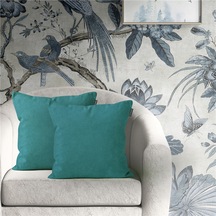 2'li Kadife Dokulu Kırlent Kılıfı Petrol