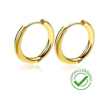316l Paslanmaz Kararmaz Cerrahi Çelik 10mm Unisex Halka Küpe Gold Renk