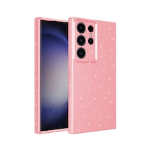 Galaxy Uyumlu S24 Ultra Kılıf Kamera Korumalı Simli Silikon Üstün Koruma Pazarplus Pembe