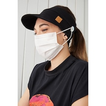Siyah Maske Takılabilir Tenis Yazlık Vizör Spor Yumuşak Pamuklu Penye Şapka -6438 - Kadın