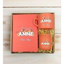 Bk Gift Kişiye Özel İsimli Dtf Anne Temalı Somon Defter & Kahve Fincanı & Mum Hediye Seti-2, Anneye Hediye, Anneler Günü Hediyesi Kobitmeyencom30814 B