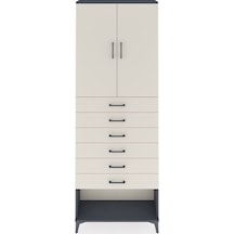 Arges Dolap 3 Raflı 6 Çekmeceli 2 Kapaklı 88x30x243 Antrasit-... Antrasit