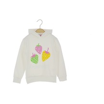 Çilek Baskılı Kapüşonlu Üç İplik Şardonlu Sweatshırt Ekru