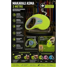 Tkm Makaralı Köpek Gezdirme Tasması 3 Metre Otomatik Kilitli 360 Derece Döner - Yeşil