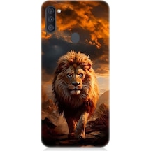 Samsung Galaxy M11 Uyumlu Yırtıcı Aslan Kral Desenli Silikon Kılıf