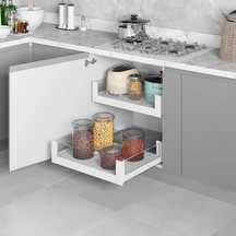 Starax Premium Bağımsız Çift Açılım Gizli Raylı Çekmece Frenli Modül 60cm Beyaz S-2336-p-w
