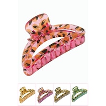 Çiçek Desenli Oval Mandal Toka 8 Cm Çok Renkli