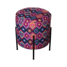 Beymobilya Puf Yuvarlak (Çelik Ayak) (Egzotik Desen)