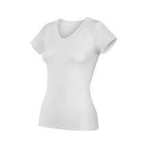 3 Adet Yıldız Bayan Likralı V Yaka Kısa Kollu T-shirt Fanila 2370 Beyaz