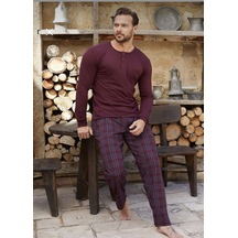 Aydoğan Erkek Uzun Kollu Modal Kumaş Cepli Pijama Takımı Bordo