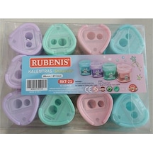 Rubenis Kalemtıraş Pastel 4 Renk Üçgen Kapak Çift Açacaklı Kalemtraş 12 Li Paket