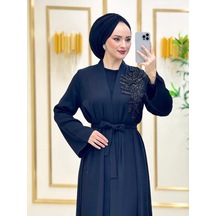 Nazzain El İşlemeli Abaya Takım Çok Renkli