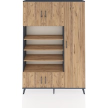 Arges Dolap 11 Raflı 5 Kapaklı 132x30x195 Antrasit-çam/çam Antrasit