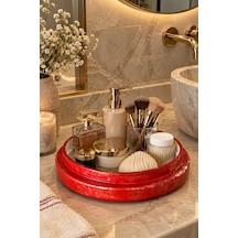 Kırmızı Ve Gold Özel Boyalı Dekoratif Banyo Düzenleyici Cam Kase - Özel Tasarım Çok Renkli - 928147586 Çok Renkli - 928147586 Çok Renkli