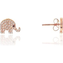 Gümüş Rose Zirkon Taşlı Fil Küpe N11.48482