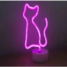 Neon Işıklı Kedi Lamba Usb+pil Dekoratif Aydınlatma Çok Renkli