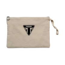 Triumph Motorcycles Ltd Krem Clutch Astarlı Cüzdan / El Çantası Krem
