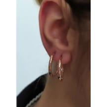 Gümüş 2 Cm Taşsız Rose Bayan Halka Küpe Diğer
