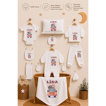 Pia Baby Kız Bebek Hastane Çıkışı 11'li Yenidoğan Set %100 Pamuk İsme Özel Organik Baskılı 2075110x Ekru