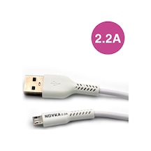 Novka NVK03 Micro/USB 2.2 A 1 M Şarj Ve Data Kablosu Beyaz