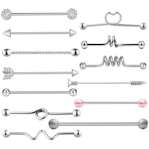 Suntek Paslanmaz Çelik Endüstriyel Halter Küpe Gümüş