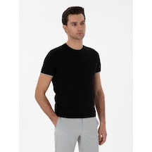 Siyah Slim Fit Bisiklet Yaka Triko T-shirt