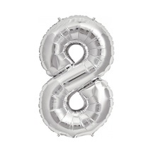 Rakam Folyo Balon 8 Rakamı Büyük Boy Balon Gümüş/Gri 100Cm