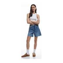 Koton Düğmeli Cep Detaylı Mini Rahat Kalıp Denim Şort Orta İndigo 5sal40002md İndigo