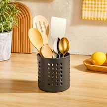 Siyah Silindir Plastik Kaşıklık Modern Tasarımlı, Delikli Havalı Yapı, Dayanıklı Ve Şık Mutfak Düzenleyici Çok Renkli