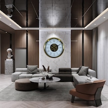 Büro Ev Ofis Hediyesi İçin 60cm Golden Luks Stil Çarklı Duvar Saati Diğer
